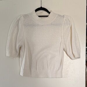 Free People Cream Puff Sleeve Crew Neck Sweater